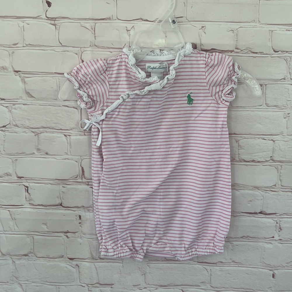 Ralph Lauren baby pink striped onesie size 6 M